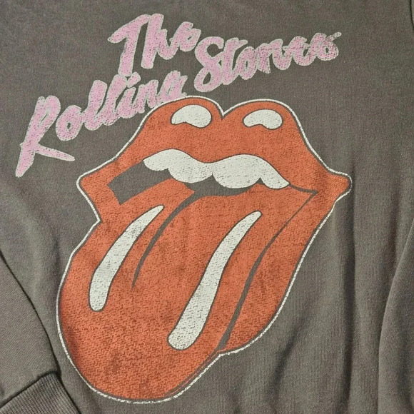 The Rolling Stones Lips Grey Crewneck Long Sleeve Sweatshirt Size Medium - Picture 3 of 10